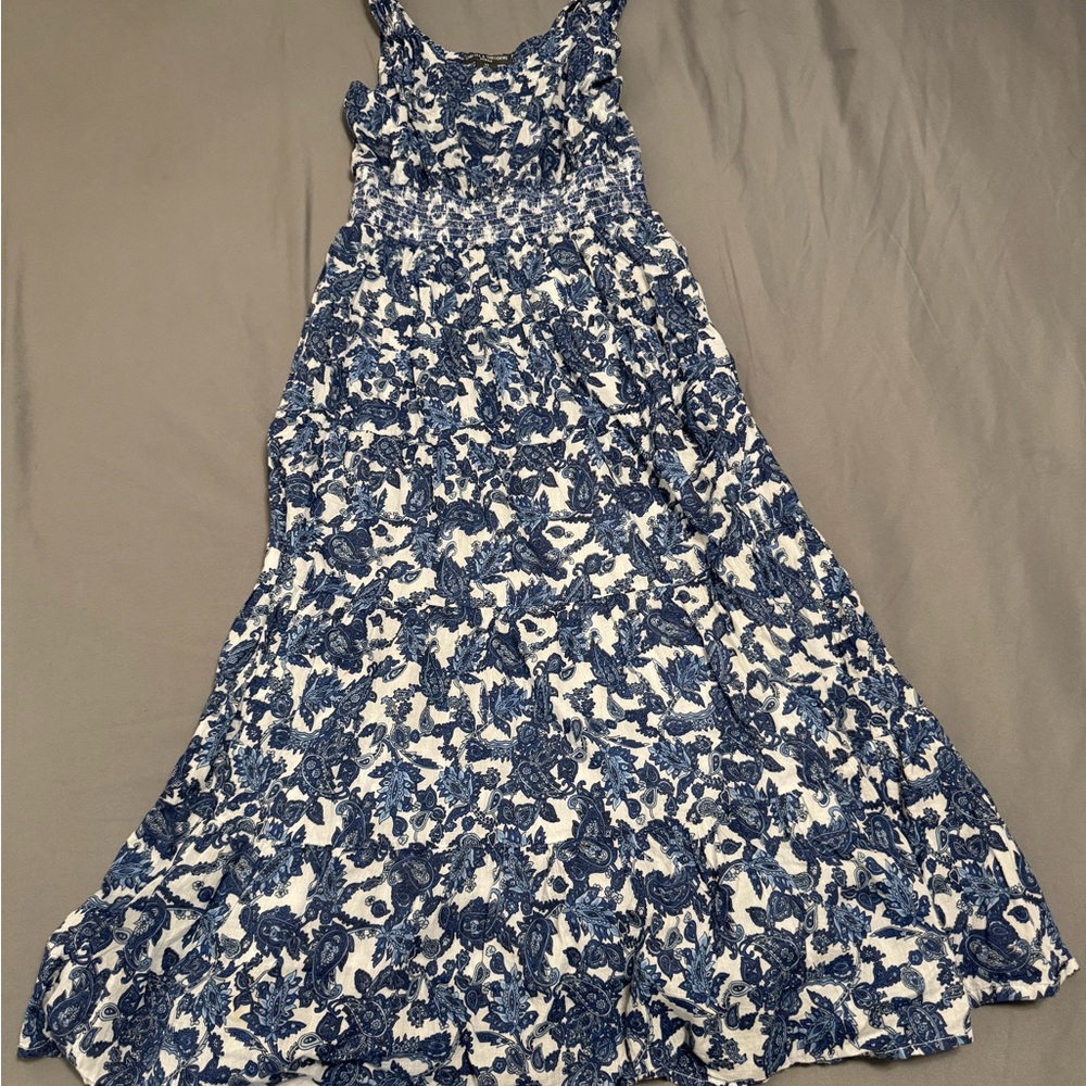 Chic Blue Floral Midi Dress